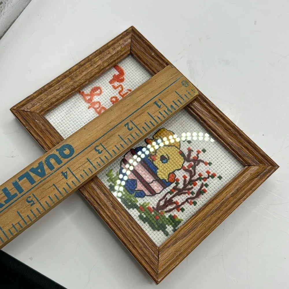 Vintages Framed Cross Stitch Needlepoint Friends Are Special Chicks Ducks Egg